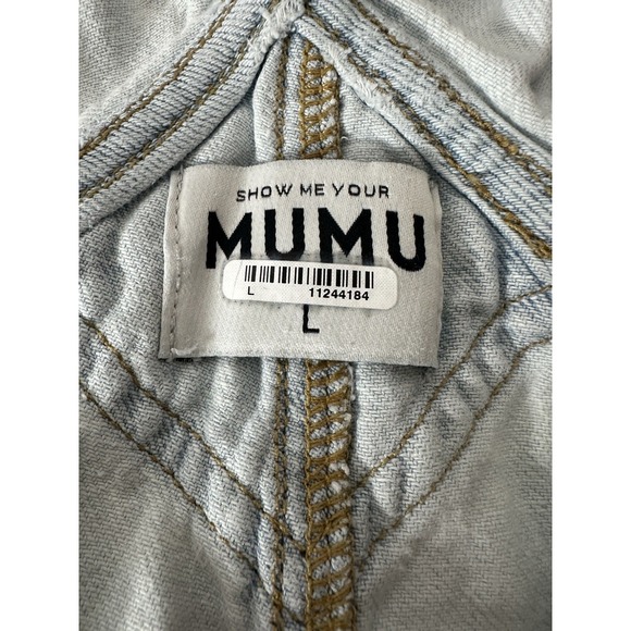 Show Me Your Mumu Overalls Women's Large Blue Shorts Distressed Designer Classic - Picture 3 of 10
